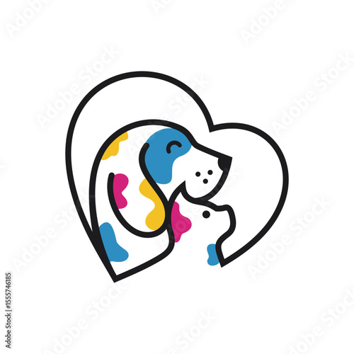 Vector Pet Shop logo design template. Modern animal icon label for store, veterinary clinic, hospital, shelter, business services. Flat illustration background with dog, cat and horse Free Vector