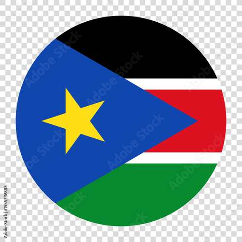 Flag of South Sudan. South Sudan circle flag logo icon computer vector illustration design. Checkerboard background.