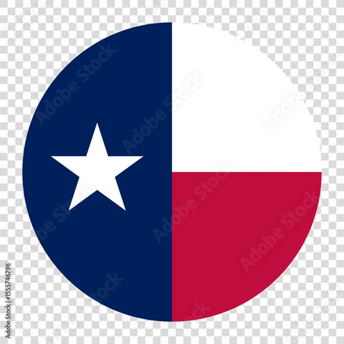 Flag of Texas, United States of America. Texas circle flag logo icon computer vector illustration design. Checkerboard background.