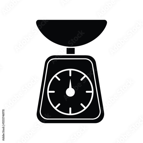 A minimalist black and white Silhouette of a kitchen scale