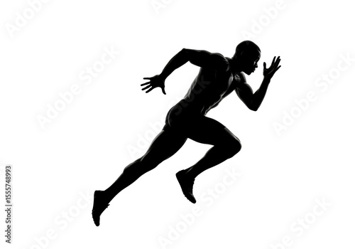 Isolated Silhouette of a Man Sprinting