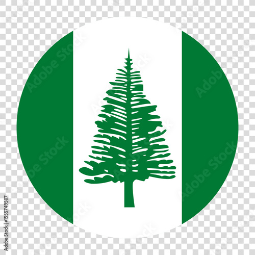 Flag of Norfolk Island. Norfolk Island circle flag logo icon computer vector illustration design. Checkerboard background.