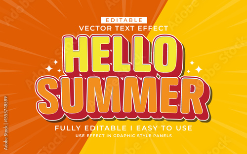3d editable summer text effect typography style template