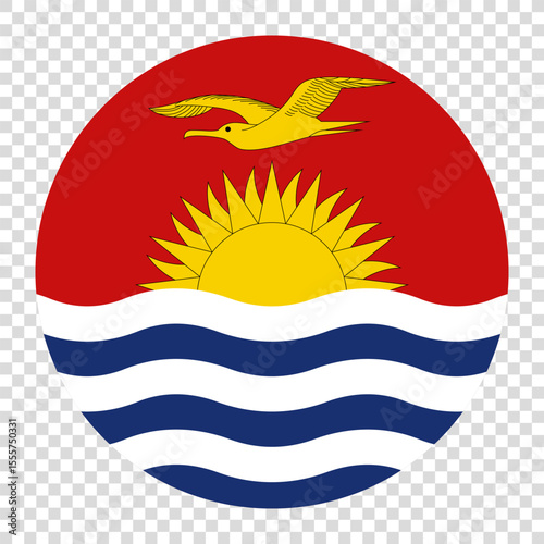 Flag of Kiribati. Kiribati circle flag logo icon computer vector illustration design. Checkerboard background.