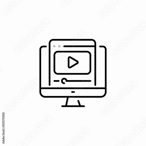 desktop video playback icon sign vector