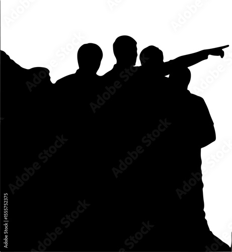 silhouette of people looking something