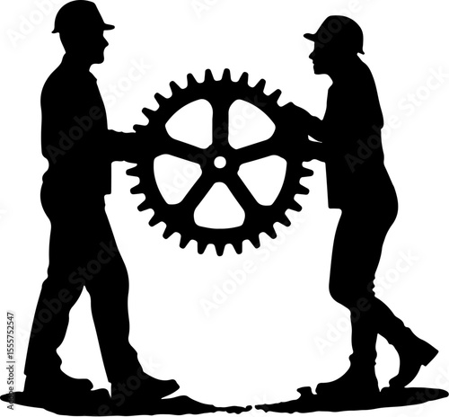 vector silhouettes of people team working