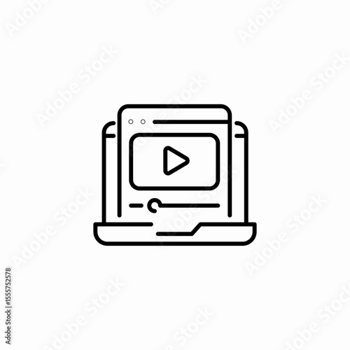 laptop video lesson icon sign vector