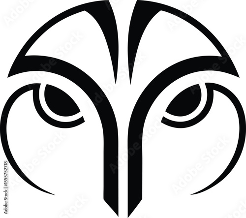 Abstract Black And White Owl Eyes Logo Design  Modern Minimalist Symbol