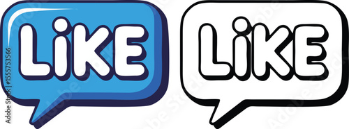 Like button vector illustration in blue speech bubble style modern cartoon social media icon suitable for app reaction response and communication design use