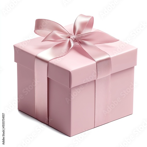 Pink gift box with a ribbon, perfect for celebrations.