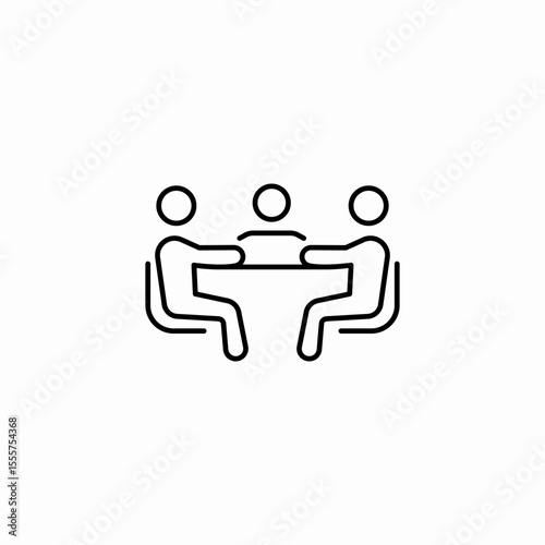 three people meeting icon sign vector