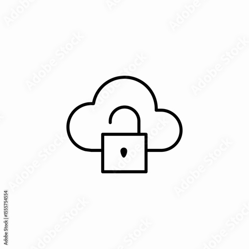 unlocked cloud security icon sign vector