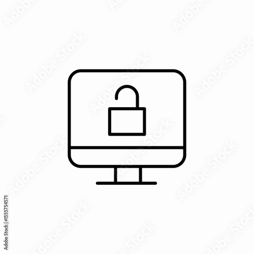 unlocked computer access icon sign vector