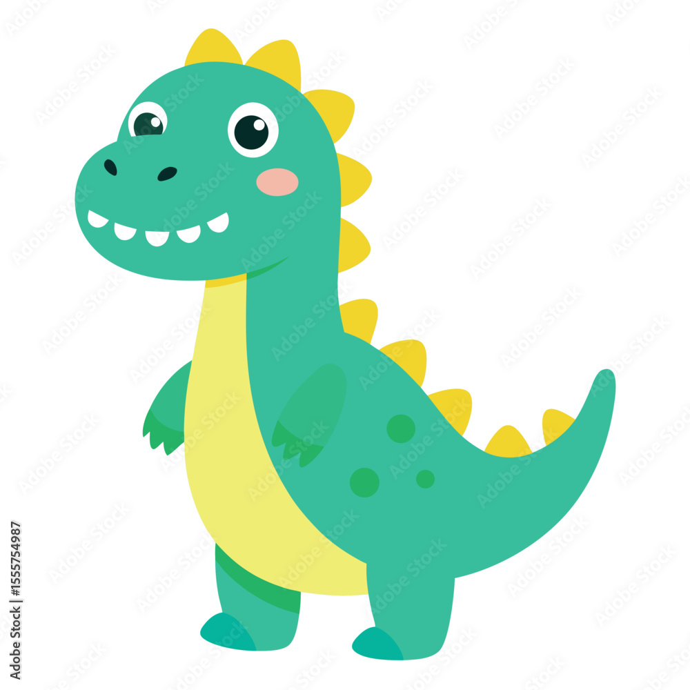 Fototapeta premium colorful little funny dinosaur illustration Vector icon isolated on white background