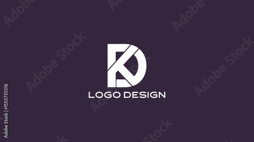 Geometric DK monogram logo with sharp, modern lines and bold curves, ideal for tech startups, business branding, or futuristic identity design