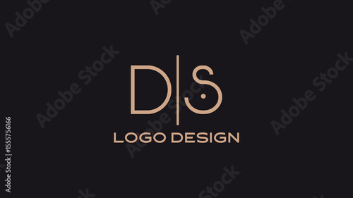 Minimalist DS letter logo with vertical line divider on black background, ideal for fashion brands, personal monograms, and modern business identity