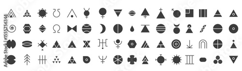 Esoteric glyph pictograms symbols mystic alchemy signs.