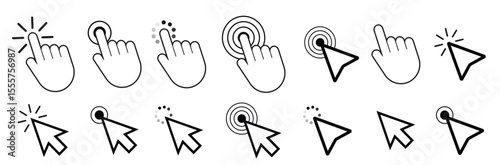 Finger click icon vector hand click icon push touch screen vector stock illustration.