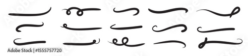 doodle sketch style underline highlighter marker strokes swoops waves brush marks hand drawn illustration
