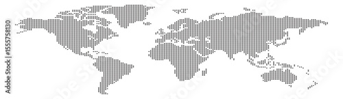 Dotted blank black world map isolated on white background. World map vector template for website, infographics, design. Flat earth world map with round dots illustration.