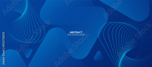Modern abstract blue background with glowing geometric lines. blue rounded triangle shape design. Suit for business, brochure, website, corporate, poster