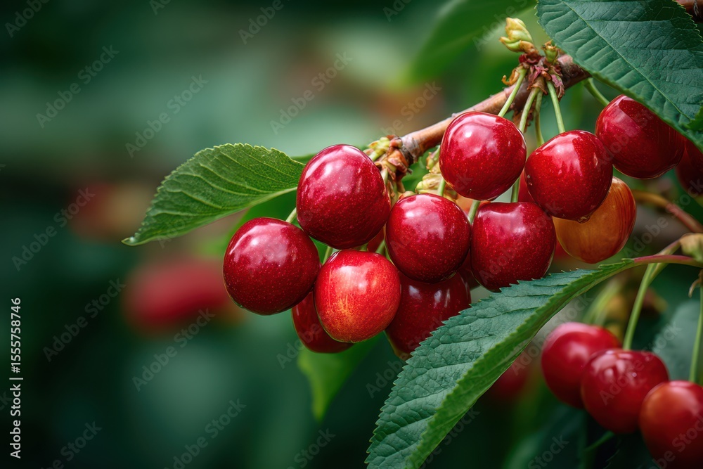 Obraz premium Black fresh cherries banner