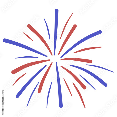 Red White Blue Firework Burst Vector for Independence Day
