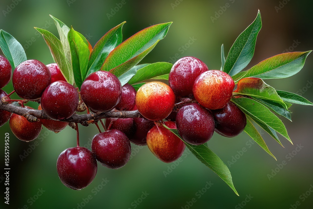 Obraz premium Black fresh cherries banner
