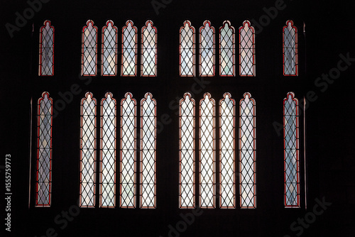 Stained glass window in church