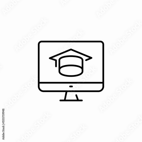 desktop online education icon sign vector