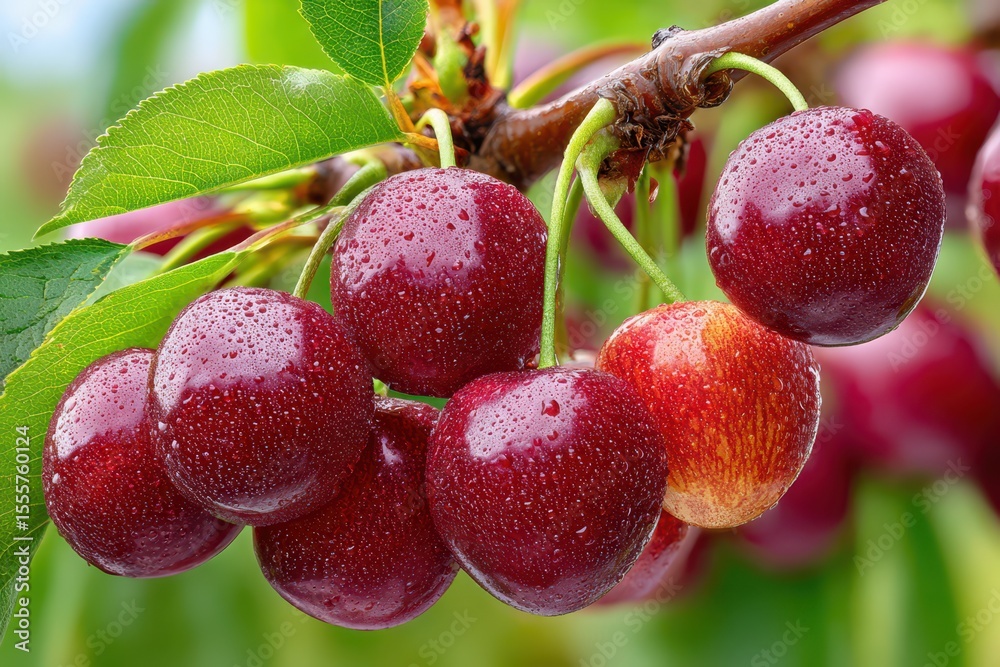 Obraz premium Black fresh cherries banner