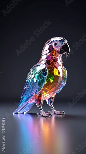Rainbow Crystal Parrot A Stunning 3D Rendered Artwork
