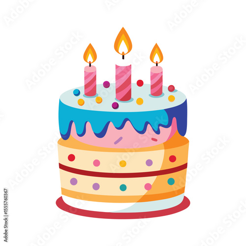 A delicious, fun, and sweet birthday cake with candles, perfect for a happy party celebration