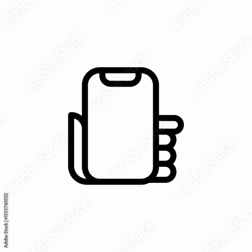 hand holding phone icon sign vector
