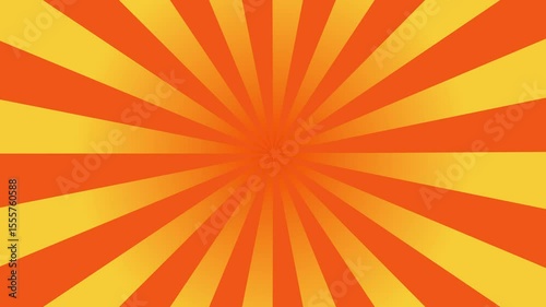 Motion sunburst abstract orange background. Retro gradient sun rays. 4K video