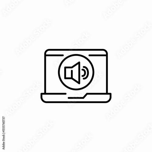 laptop audio lesson icon sign vector