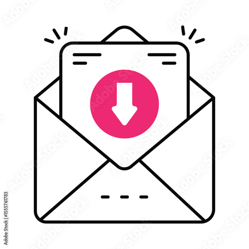 Received Email Vector Filled outline illustration style icon. EPS 10 file