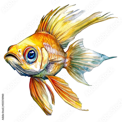 Blind Fish, watercolor illustration vector, isolated on a white background.
