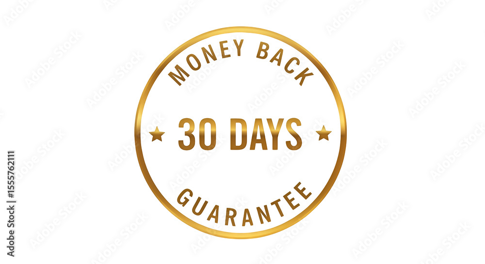 Gold Money Back Guarantee Badge with 30 Days Offer. Gold Money Back Guarantee Badge with 30 Days Offer.