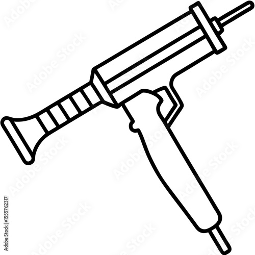 Minimalist Caulking Gun Line Illustration