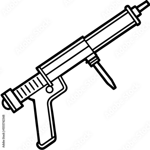 Minimalist Caulking Gun Line Illustration