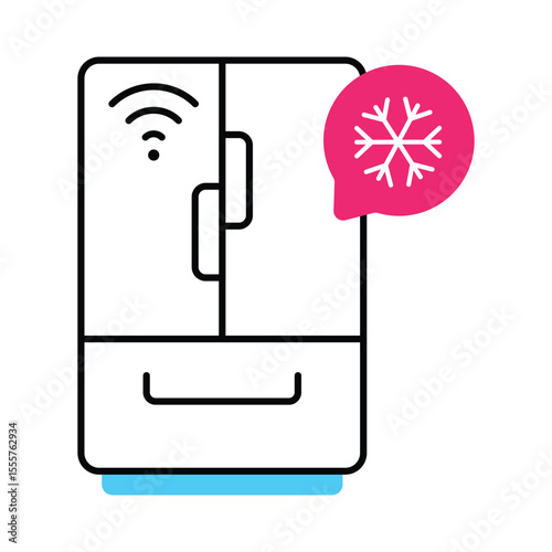 Smart refrigerator Vector Filled outline illustration style icon. EPS 10 file