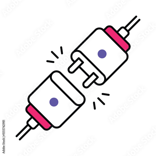Connected Plugs Vector Filled outline illustration style icon. EPS 10 file
