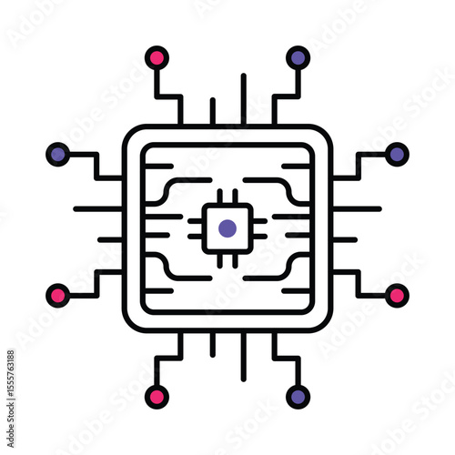 Microprocessor Vector Filled outline illustration style icon. EPS 10 file