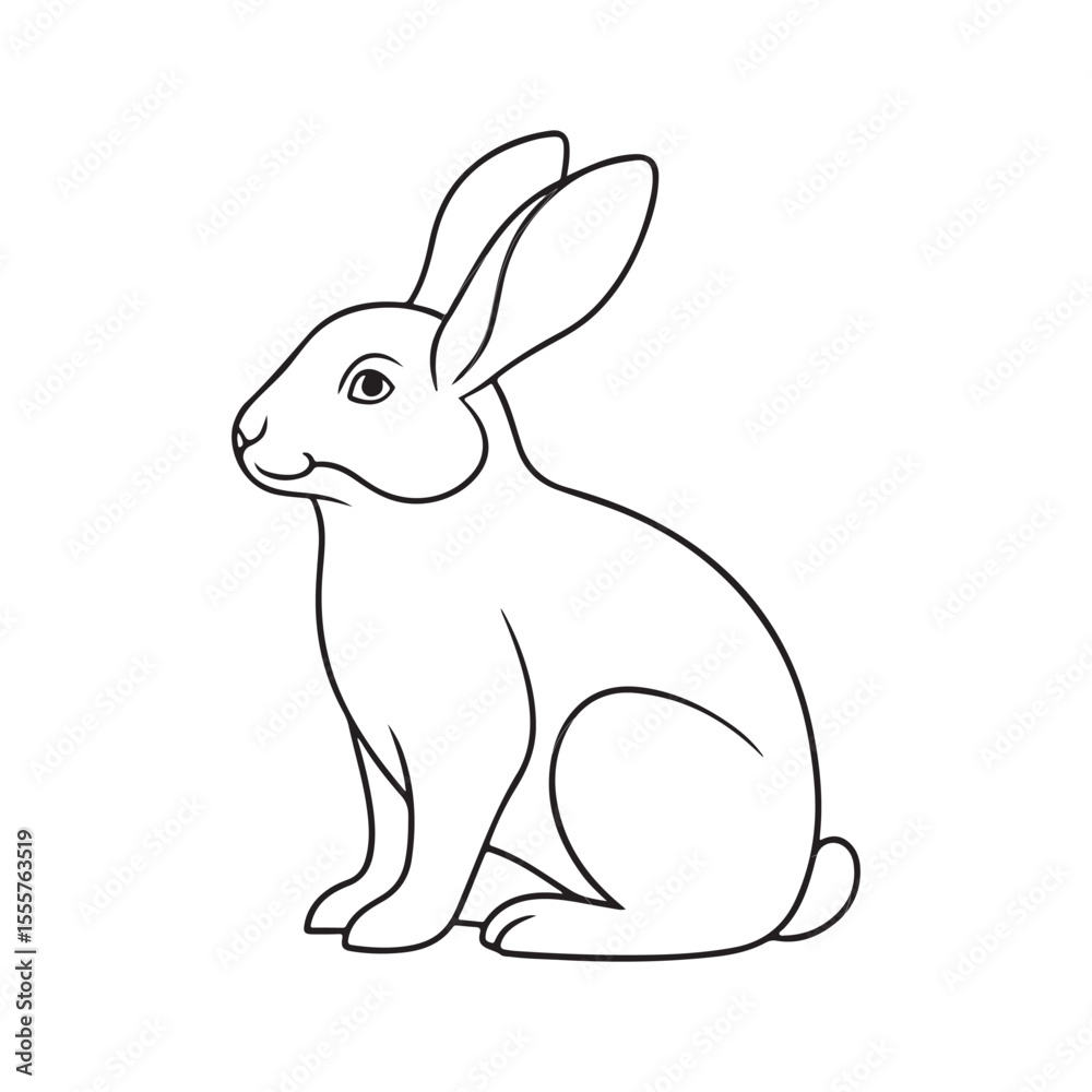 Obraz premium Adorable Line Art Illustration of a Sitting Rabbit