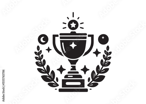 Trophy black Silhouette Vector Illustration