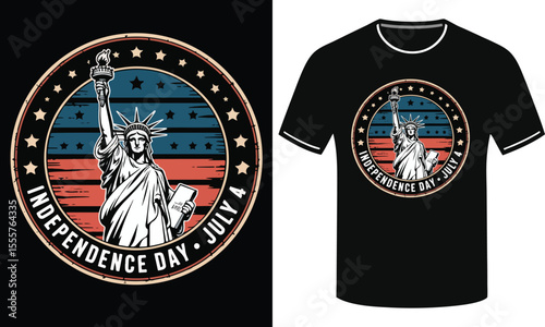 American Independence Day black T-Shirt design