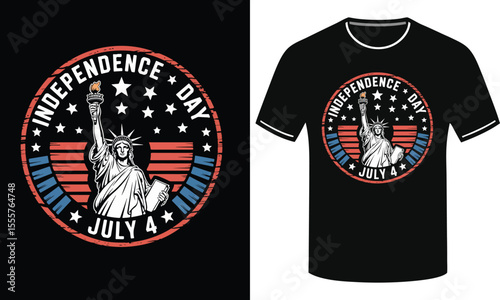 American Independence Day black T-Shirt design