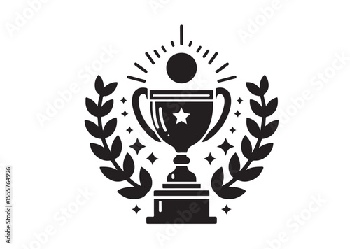 Trophy black Silhouette Vector Illustration